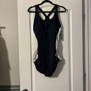 NWT Speedo Women's Swimsuit One Piece Powerflex Ultraback Solid SZ 16